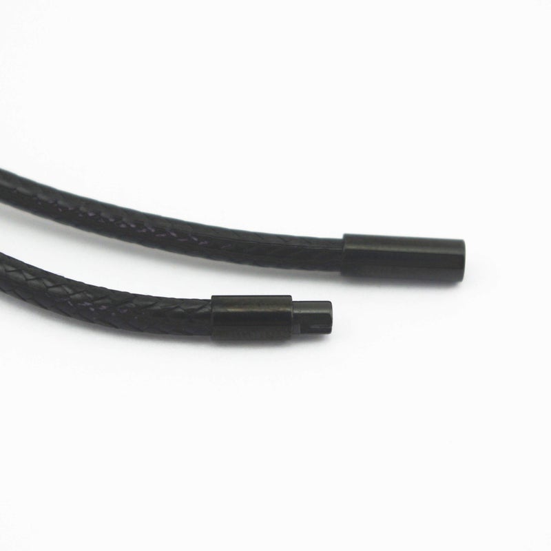 Glory Qin 2mm Black Wax Wire Leather Cord Chain Stainless Steel Rice Clasps Necklace Rope Chain 16 TO 28 Inch (20 Inches) - Image 3